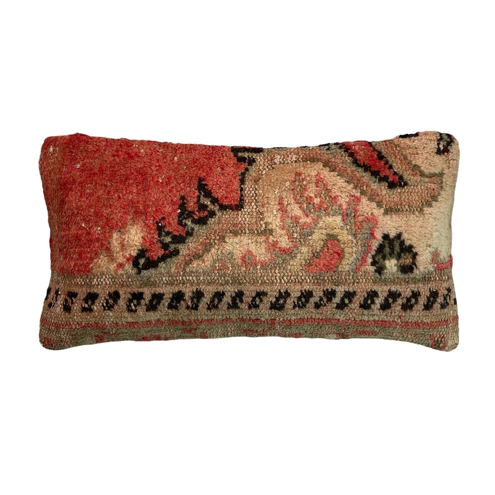 12'' X 24'' Vintage Hand Made Rug Cushion Cover, 30 X 60 Cm Decorative Rug Pillow Cover, Large Vintage Turkish Rug Cushion Cover photo 64.0