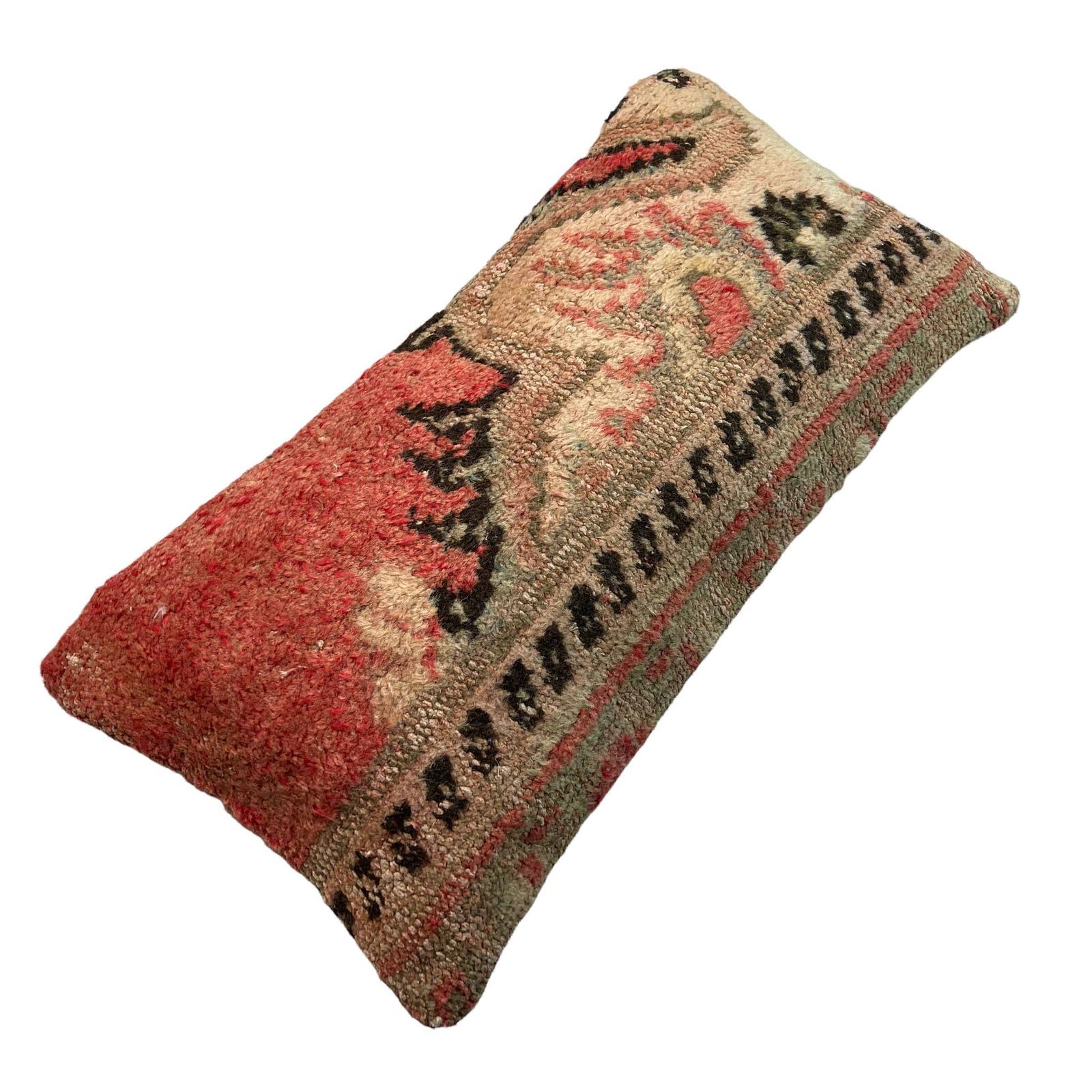 12'' X 24'' Vintage Hand Made Rug Cushion Cover, 30 X 60 Cm Decorative Rug Pillow Cover, Large Vintage Turkish Rug Cushion Cover photo vintage