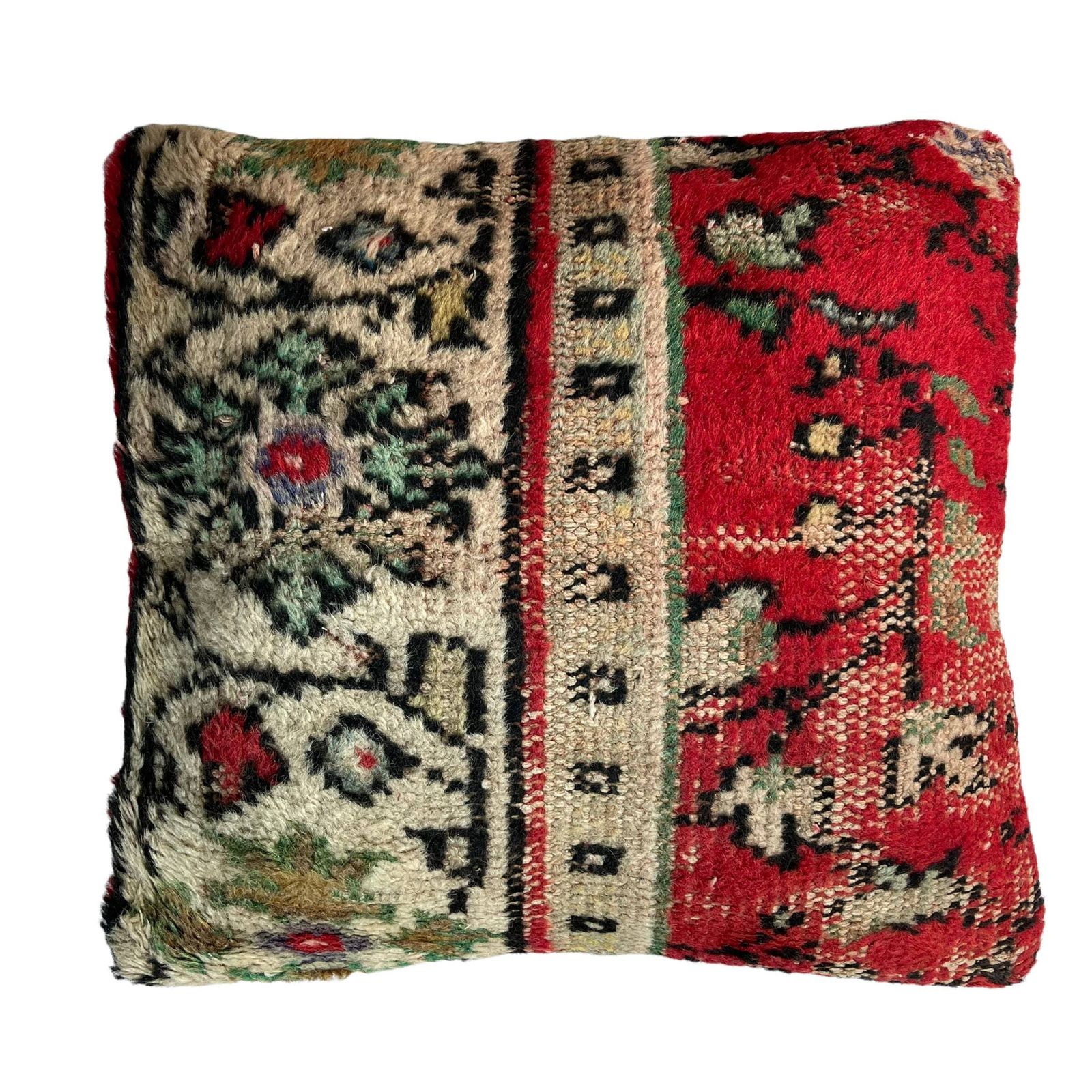 Vintage Hand Made Rug Cushion Cover, 45 X 45 Cm Decorative Rug Pillow Cover, Large Vintage Turkish Rug Cushion Cover