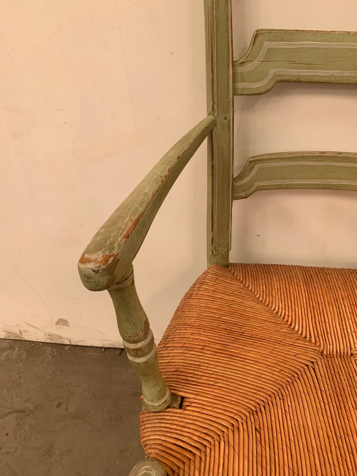 Provençal Armchair In Patinated Beech With Straw Seat, 20th Century photo vinterior