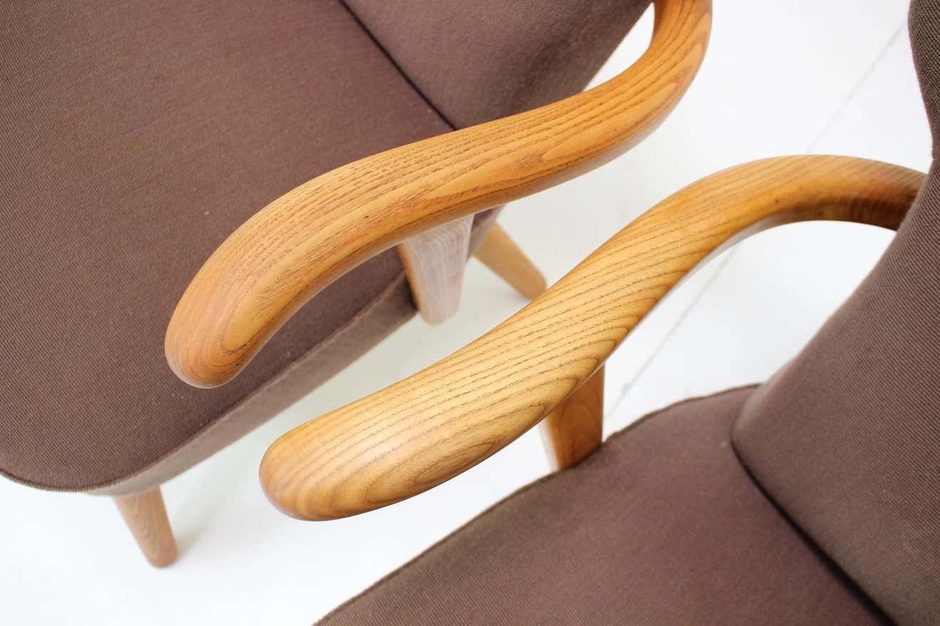 photo furniture 1940s Rare Pair Of Oak Armchairs By Krasna Jizba, Czechoslovakia