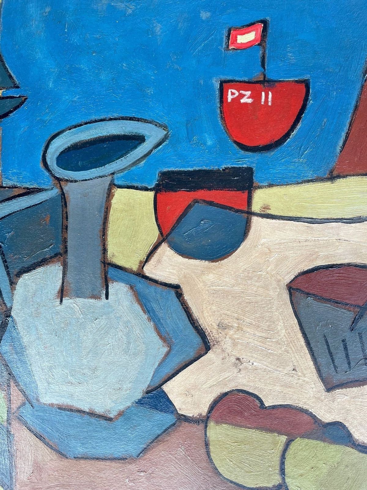 A Mid Century Abstract Still Life, Set Against A Harbour Backdrop. photo vinterior