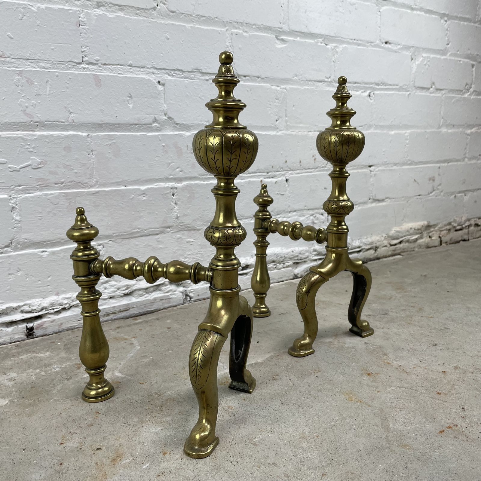 Pair Of Victorian Brass Fire Dogs photo buy
