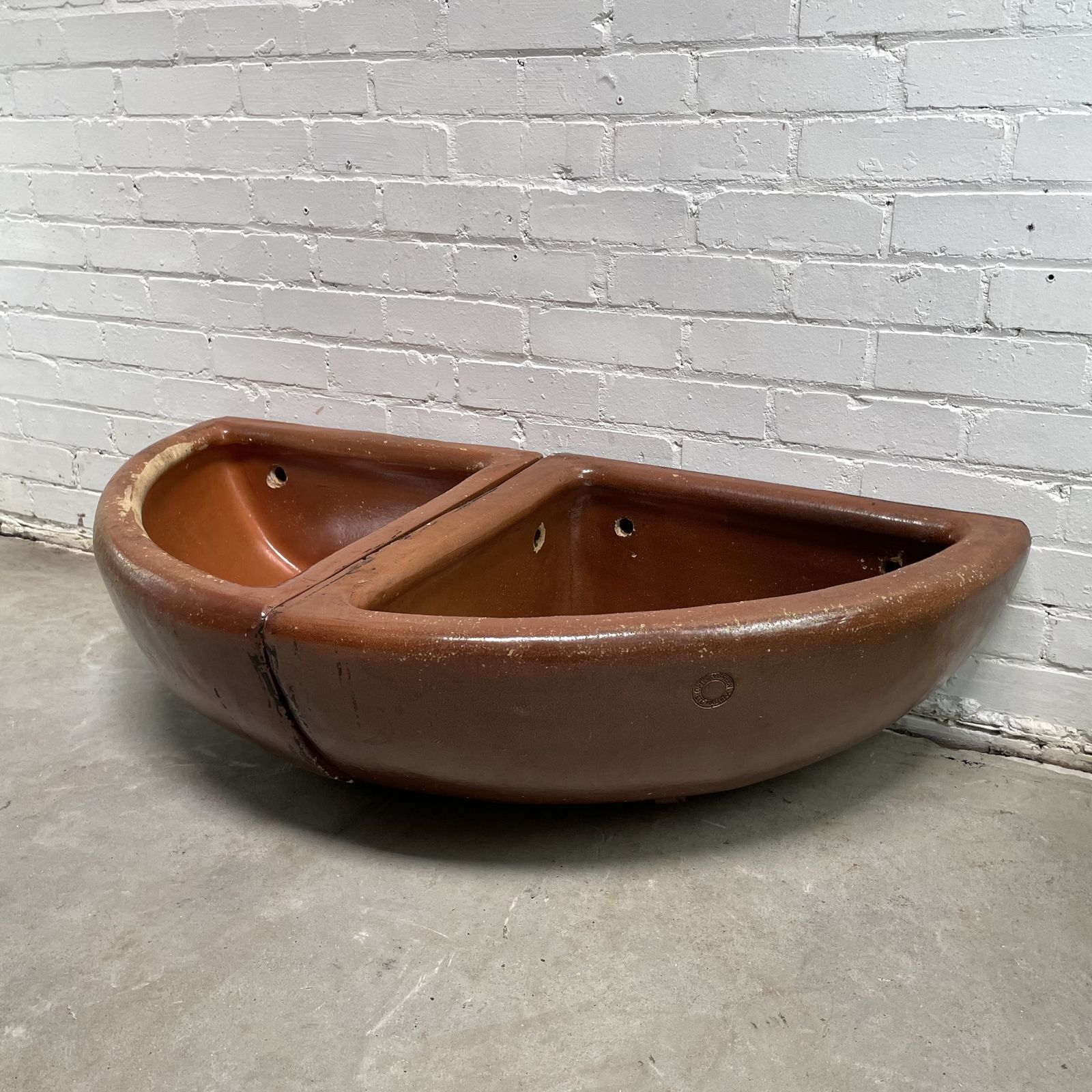 Pair Of Reclaimed Quarter Round Salt Glazed Corner Troughs photo buy