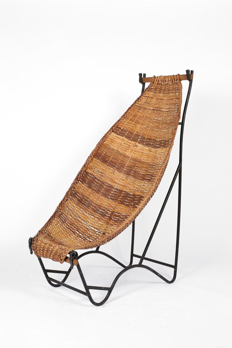 1960s Suspended Rattan Lounge Chair
