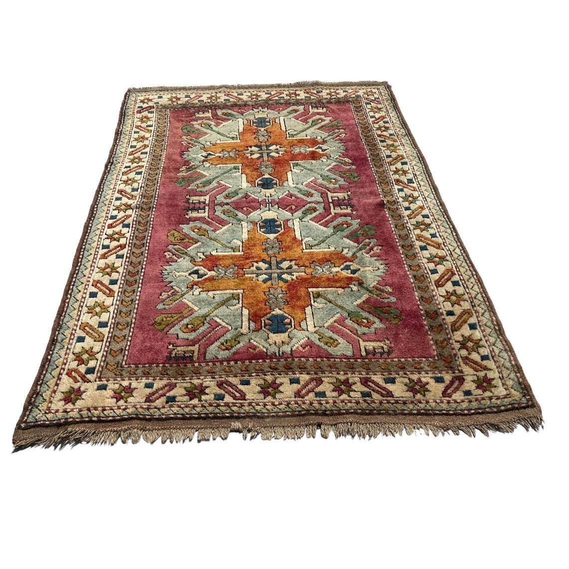 Vintage Turkish Kars Kazak Rug ,Fine Hand Knotted  Kars Kazak Carpet 204 X 134 Cm photo furniture