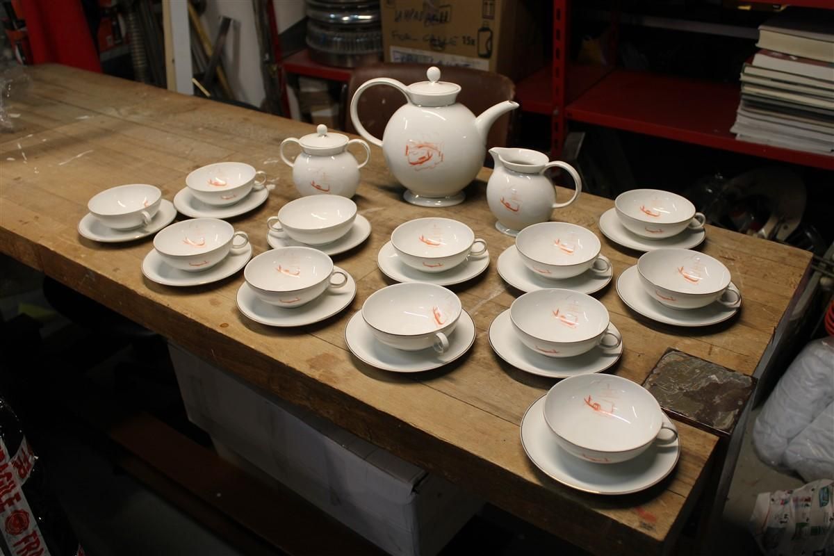 Italian Tea Service Guido Andlovitz Italy 1940s With Venice And Gondolas Laveno photo for sale