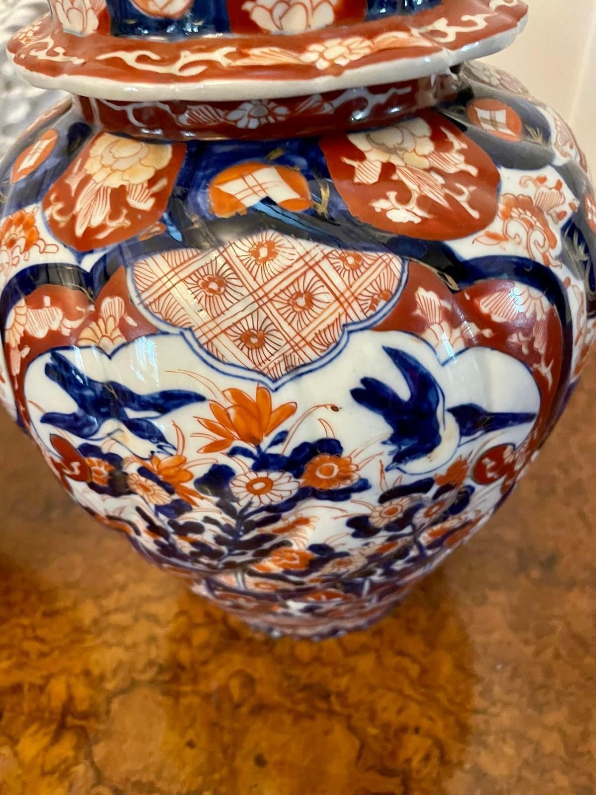 Home Decor Fine Quality Pair Of Antique Japanese Imari Lidded Vases photo