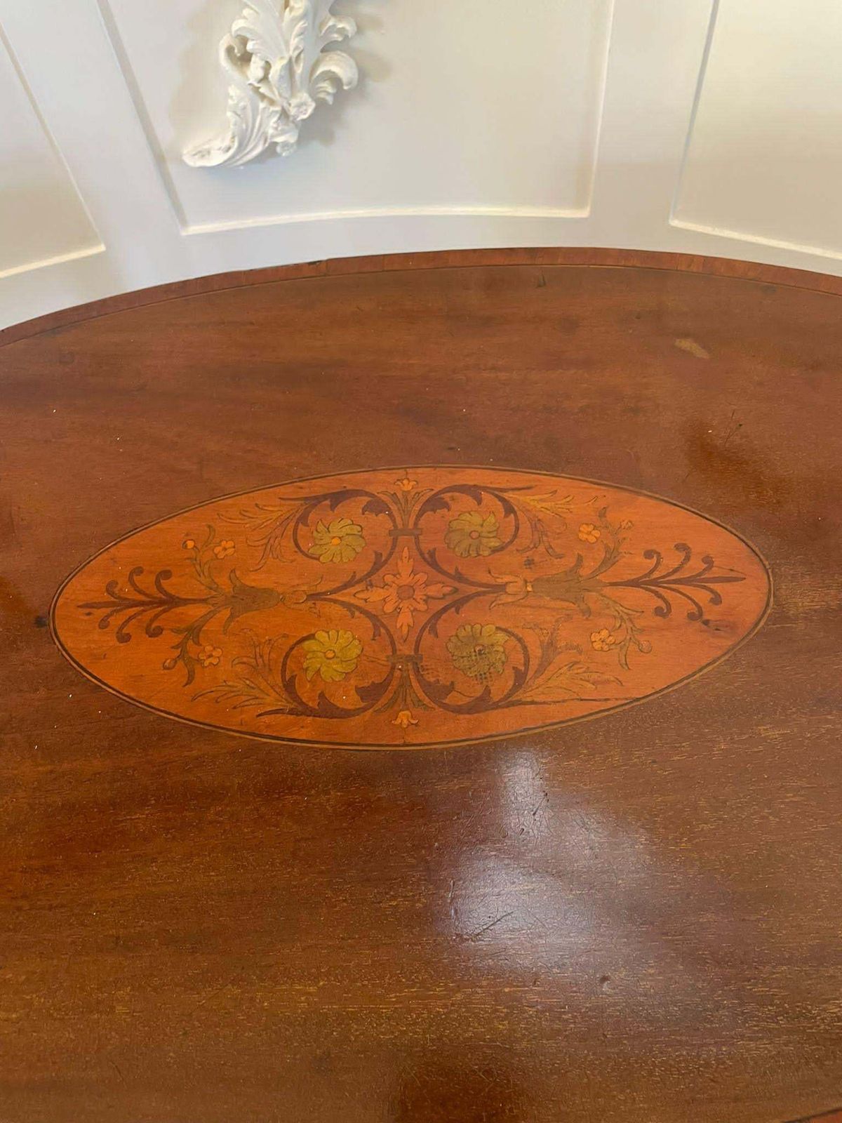 Antique Edwardian Oval Quality Mahogany Inlaid Lamp Table photo buy