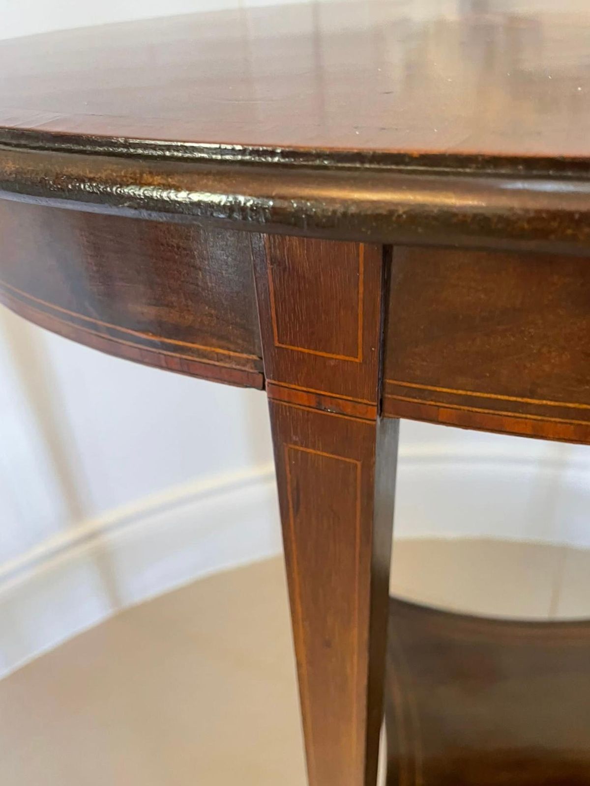 photo for sale Antique Edwardian Oval Quality Mahogany Inlaid Lamp Table