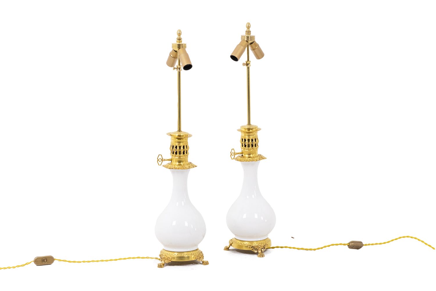Pair Of Lamps In White Porcelain And Bronze, Circa 1880 photo furniture