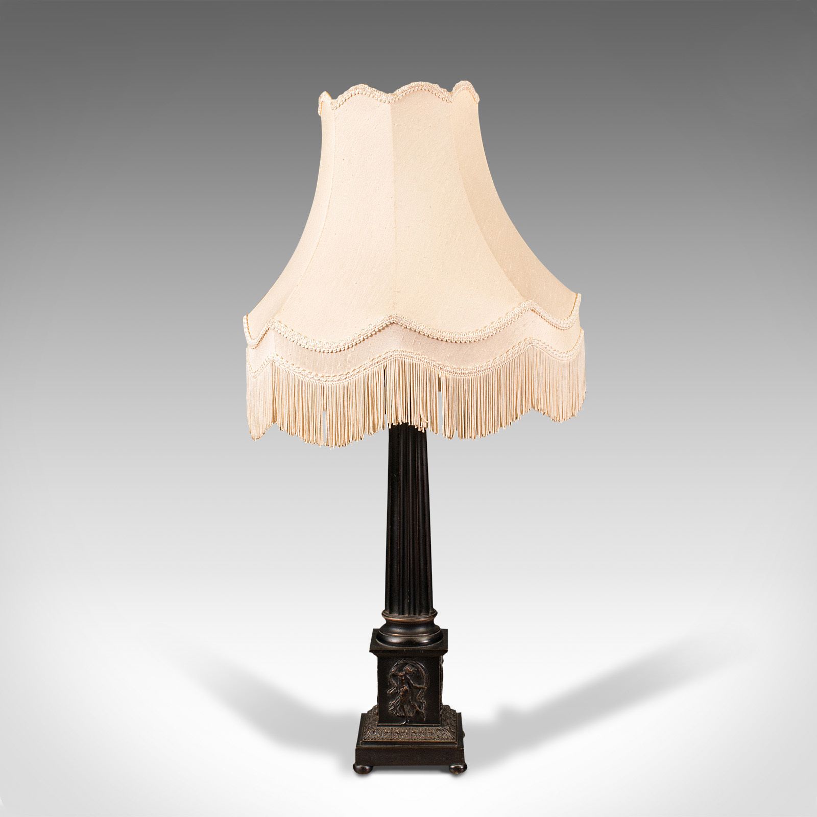 Pair Of Vintage Corinthian Lamps, English, Bronzed, Table Light, Classical Taste photo for sale