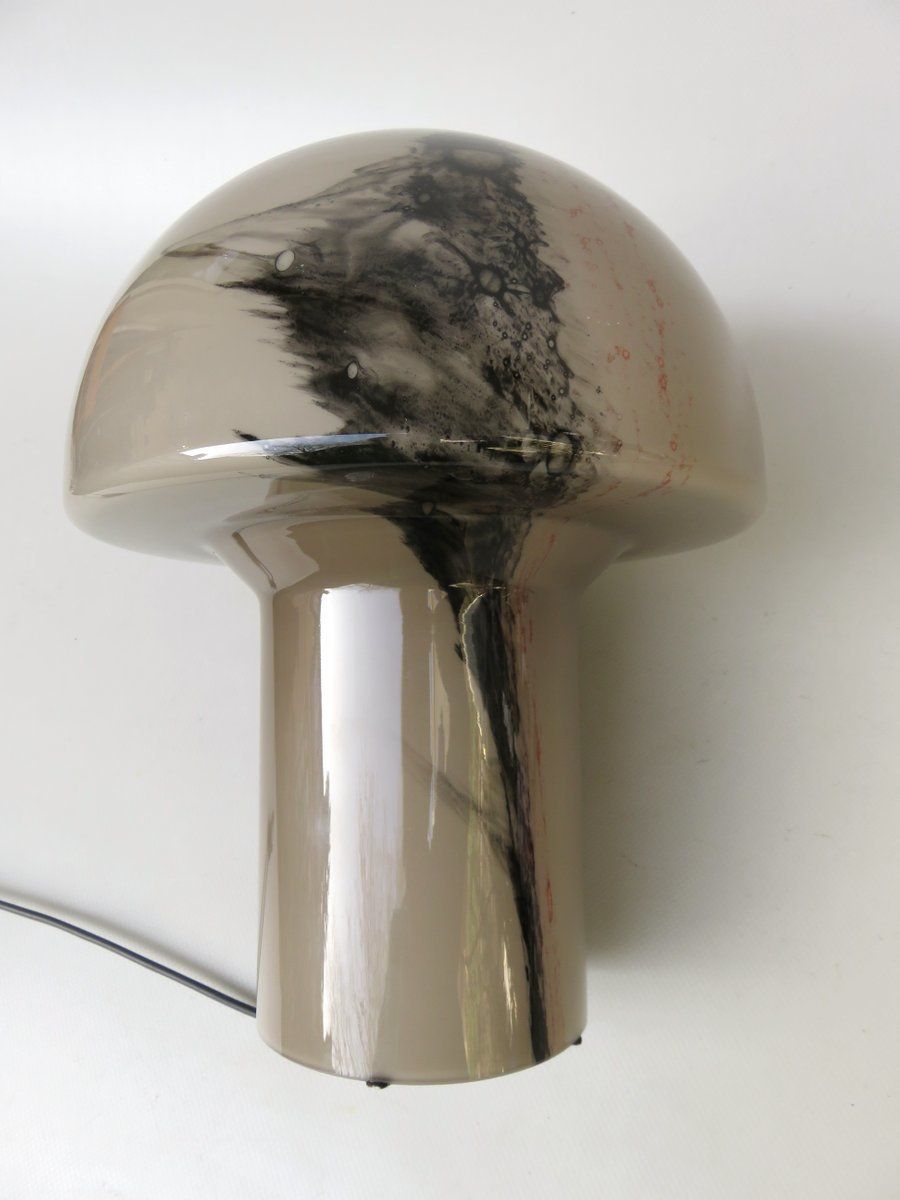 photo buy Small Black Orange Mushroom Luminaire Table Lamp From Peill And Putzler, 1970s