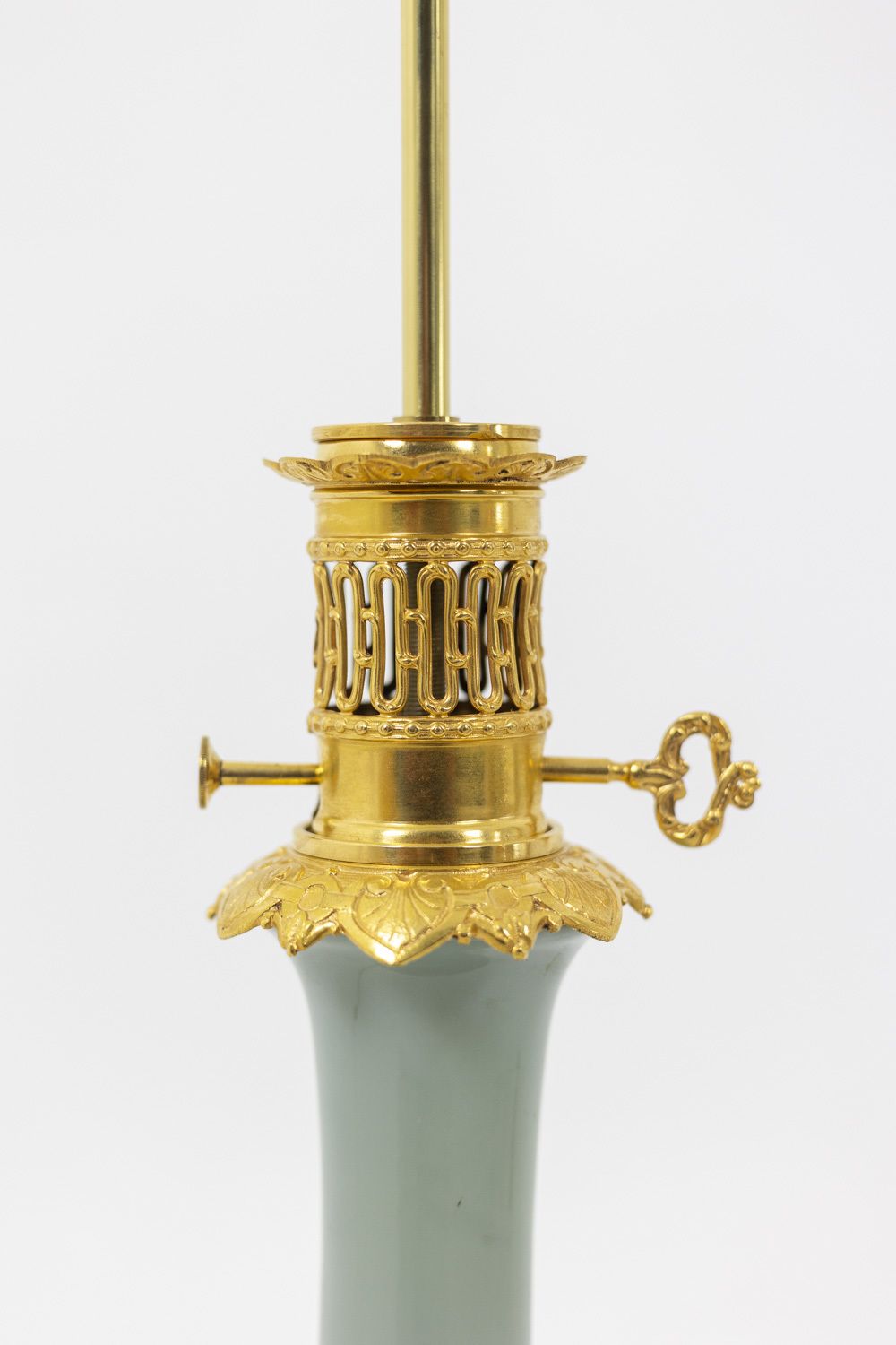 Pair Of Lamps In Céladon Porcelain And Gilt Bronze, Circa 1880 photo Lighting