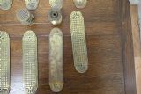 A Set Of 19th Century Arts And Crafts Brass Door Finger Plates And Knobs photo Home Fixtures