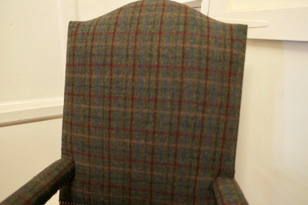 Arts And Crafts Golden Oak Library Chair, Throne Chair photo vintage