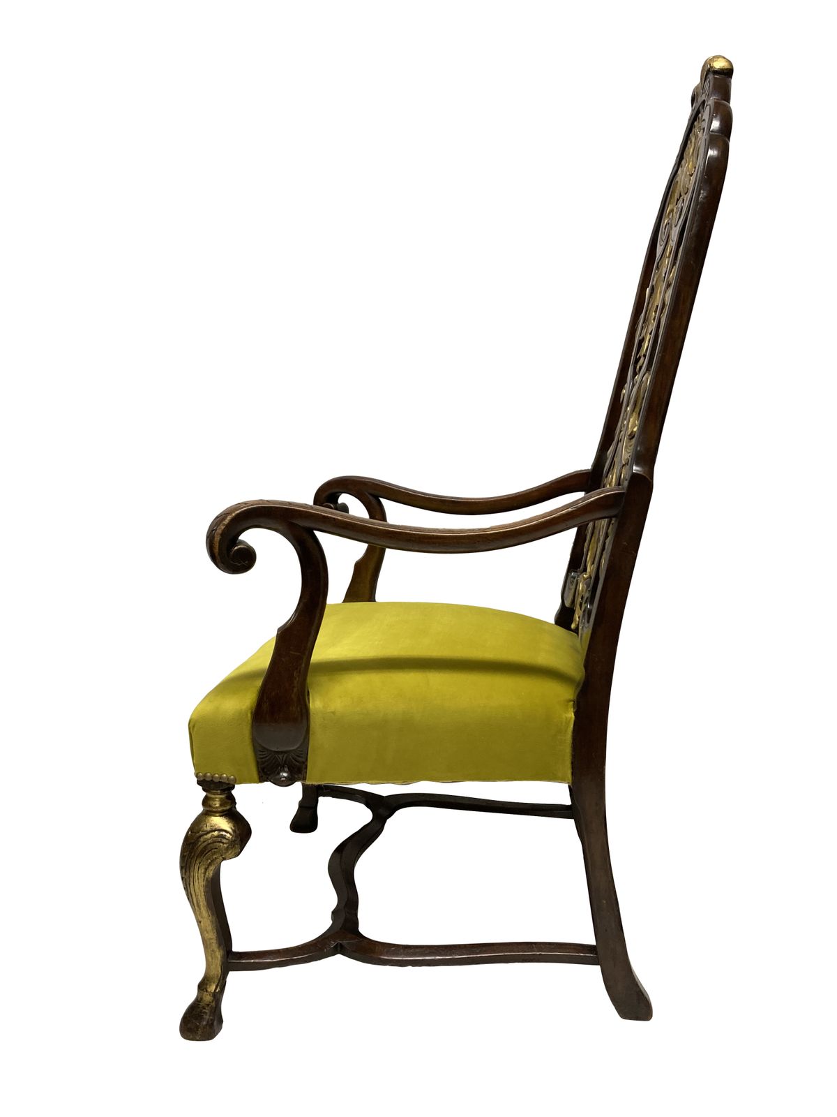 A Queen Anne Style Parcel Gilt Armchair photo for sale
