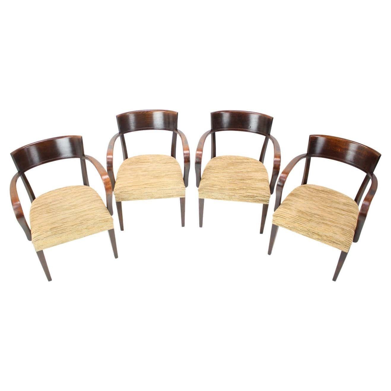 Rare Set Of Four Catalog Chairs H 224 By Jindřich Halabala 1930s, Czechoslovakia