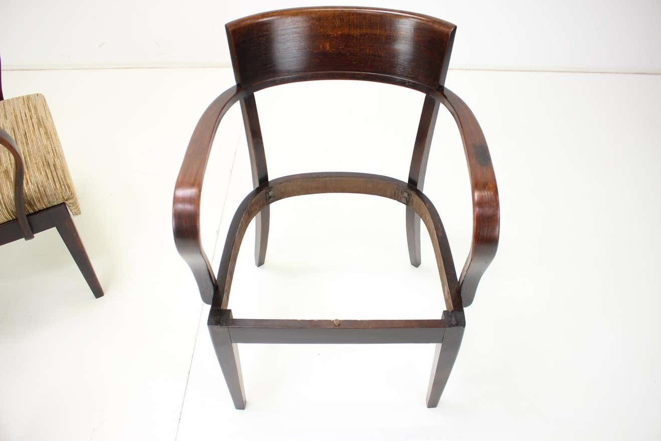 photo vintage Rare Set Of Four Catalog Chairs H 224 By Jindřich Halabala 1930s, Czechoslovakia