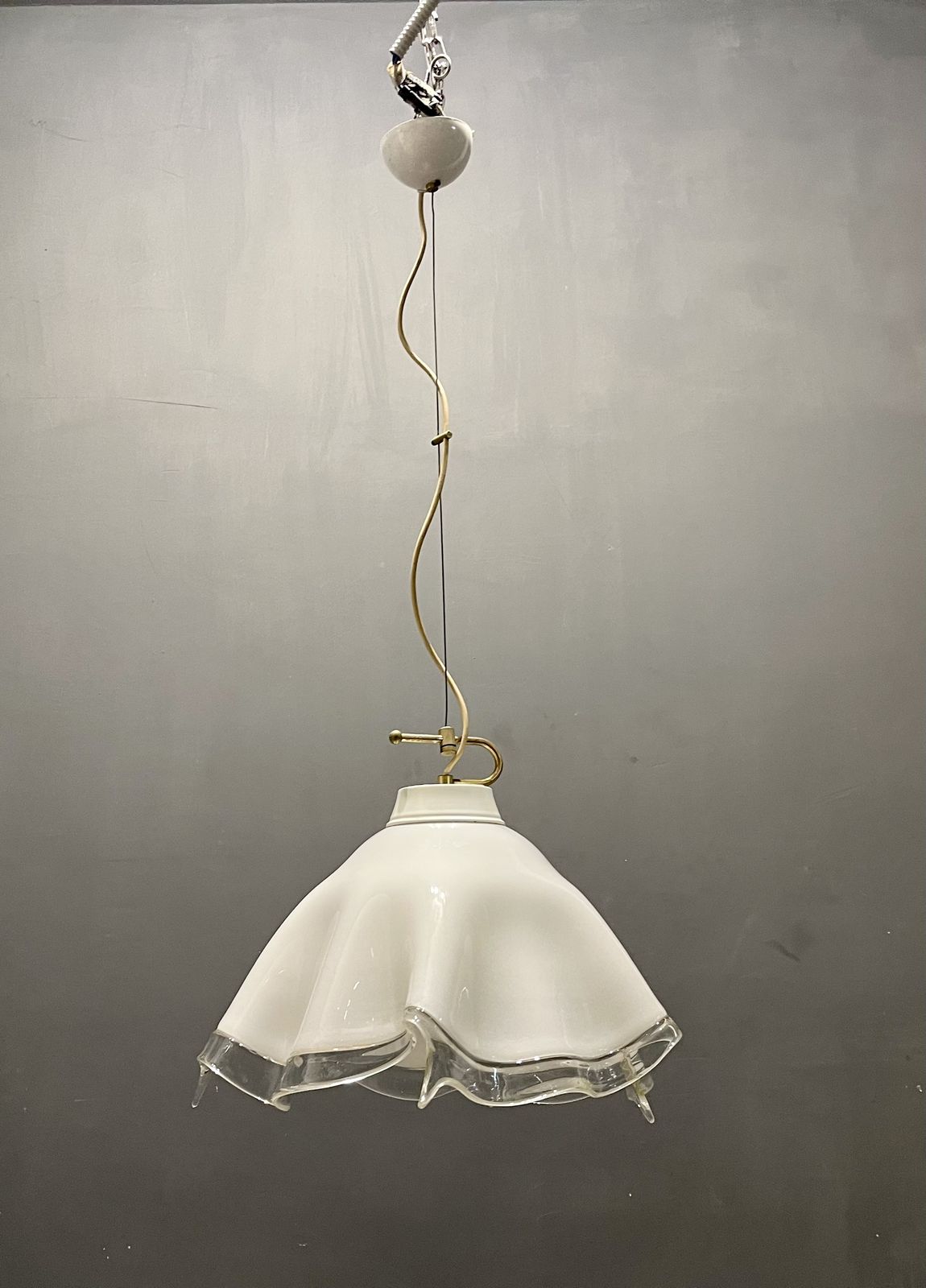 Italian Midcentury Murano Glass Light Pendant photo 950.0
