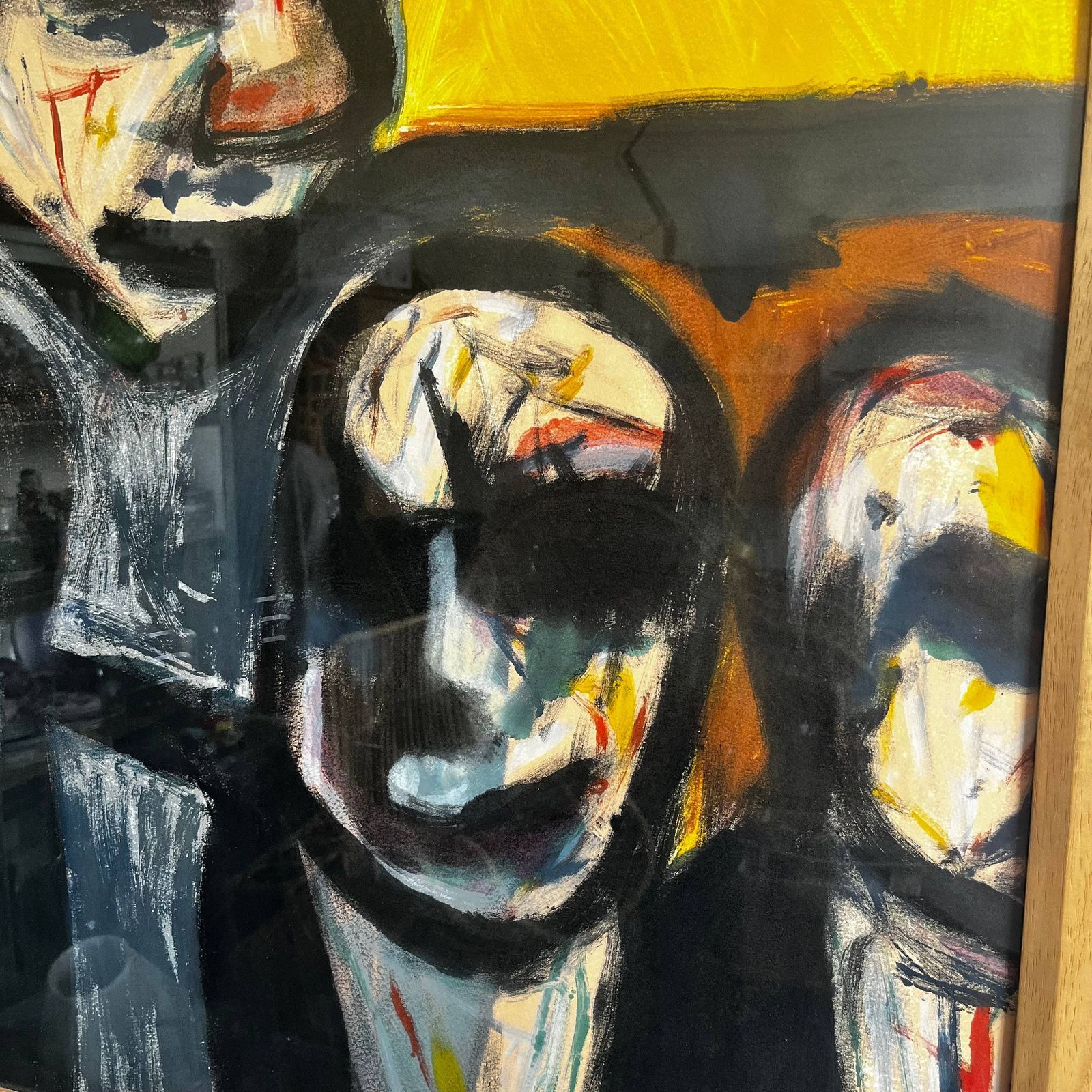 Framed Painting Of 4 Abstract People / Gift/ Wall Hanging photo buy