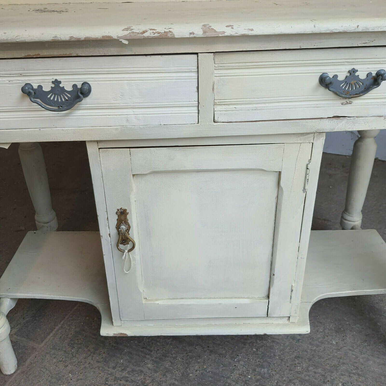 Antique Victorian French Wash Stand Painted High Back Sideboard Drawers Cupboard photo 345.0
