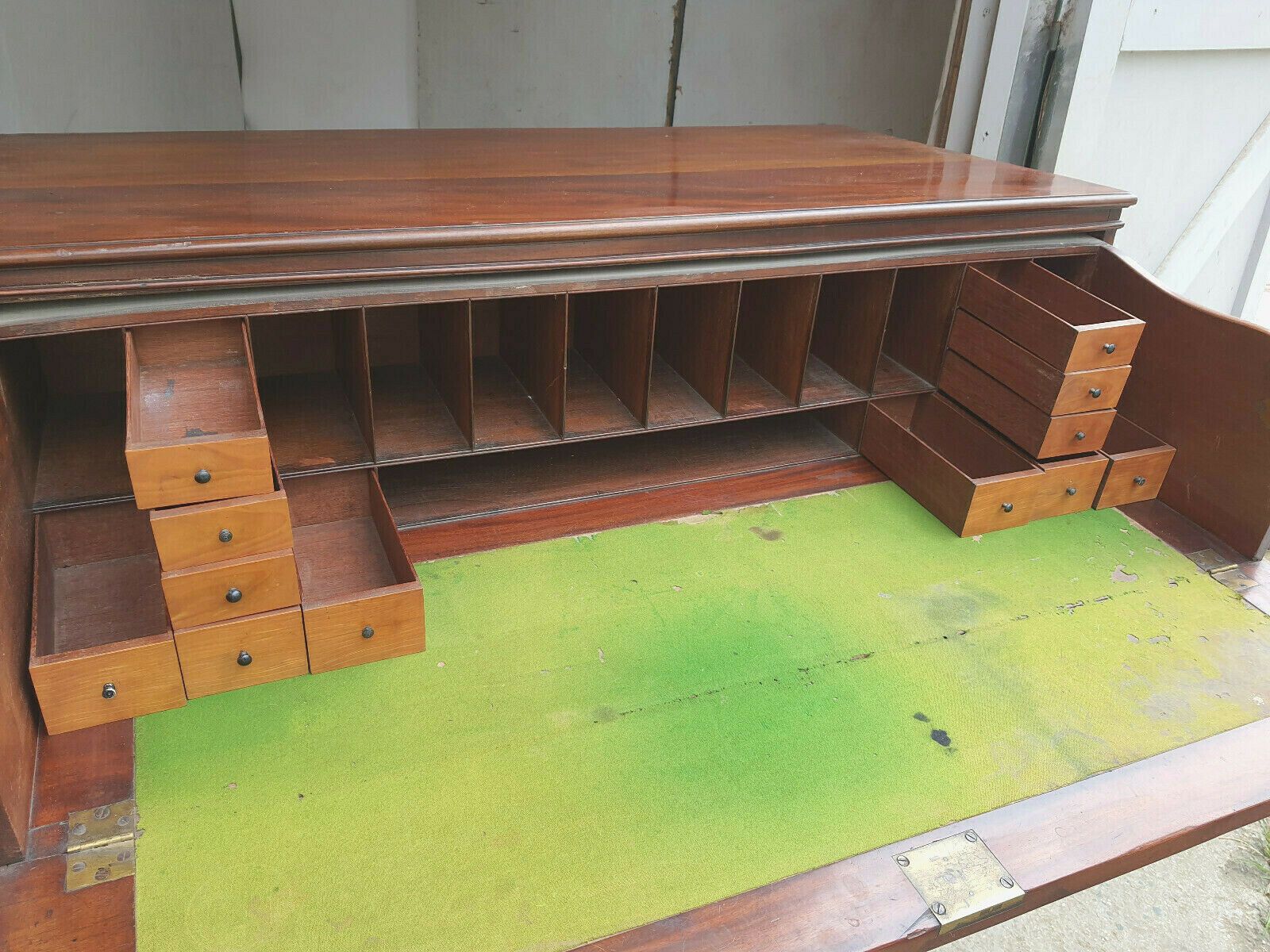 Victorian Antique Mahogany Secretaire Bureau Writing Desk Drawers Bracket Feet photo 435.0