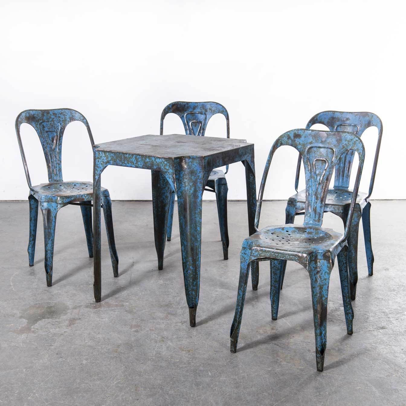 1950’s Original French Multipl’s Table And Chair Set – Blue photo for sale