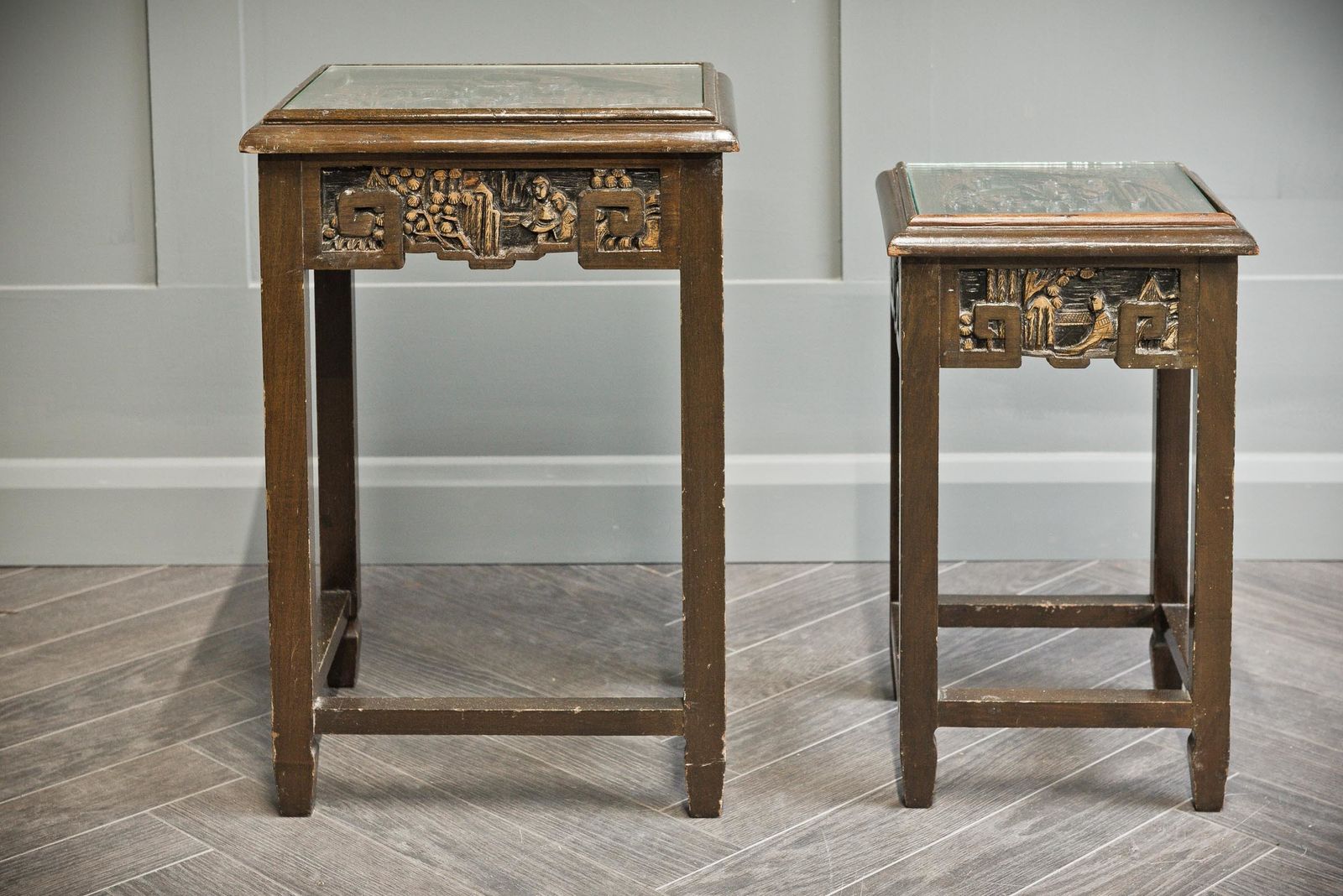 photo furniture Chinese Carved Quadruple Nest Of Tables