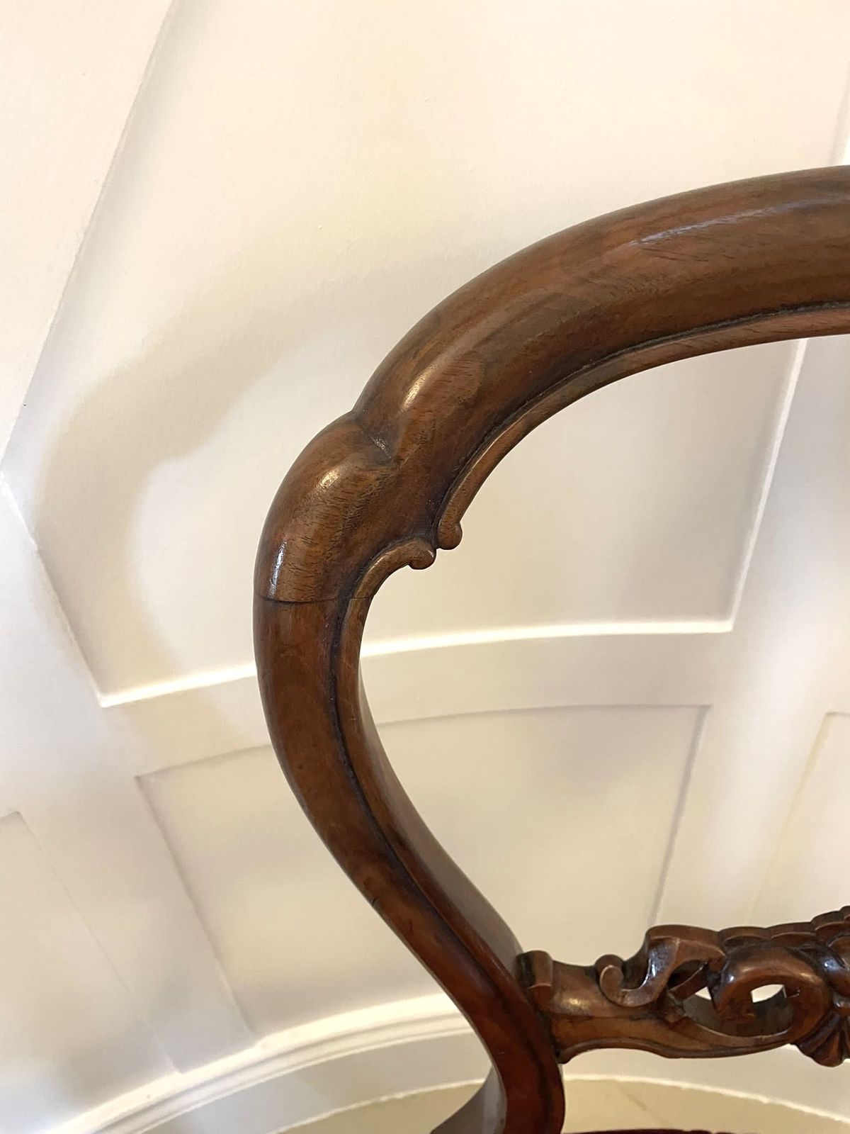 1085.0 Pair Of Antique Quality Carved Walnut Side Chairs photo