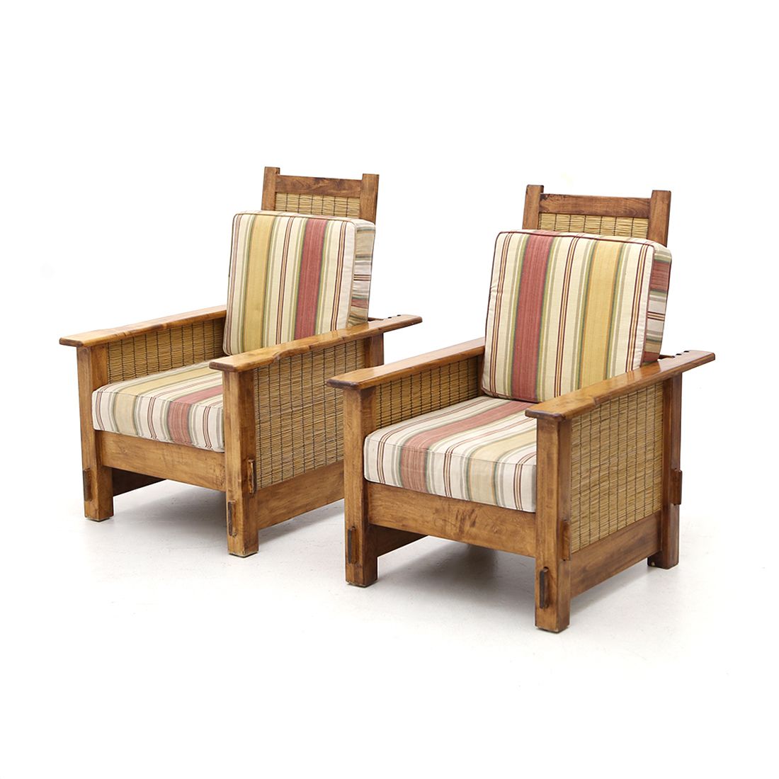 Pair Of South African Colonial Armchairs In Wood And Straw, 1980s photo 1125.0
