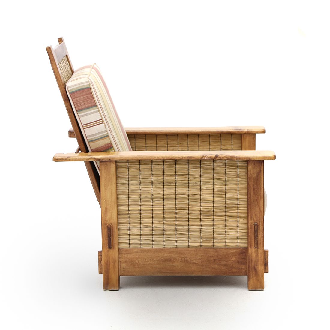 photo for sale Pair Of South African Colonial Armchairs In Wood And Straw, 1980s