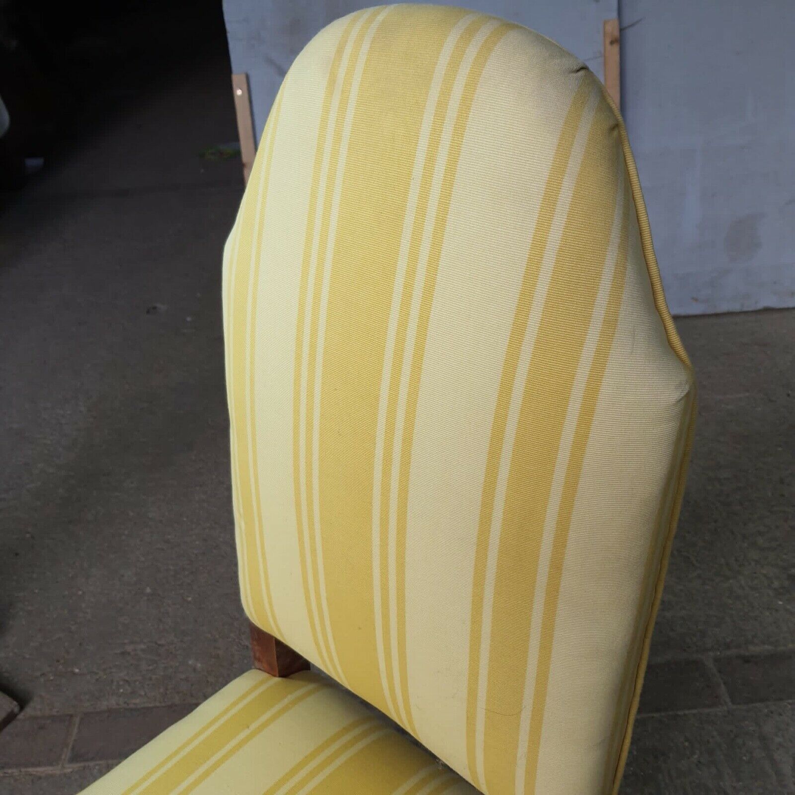 20thc Antique Upholstered High Back Chair Cabriole Legs Yellow Padded photo vinterior