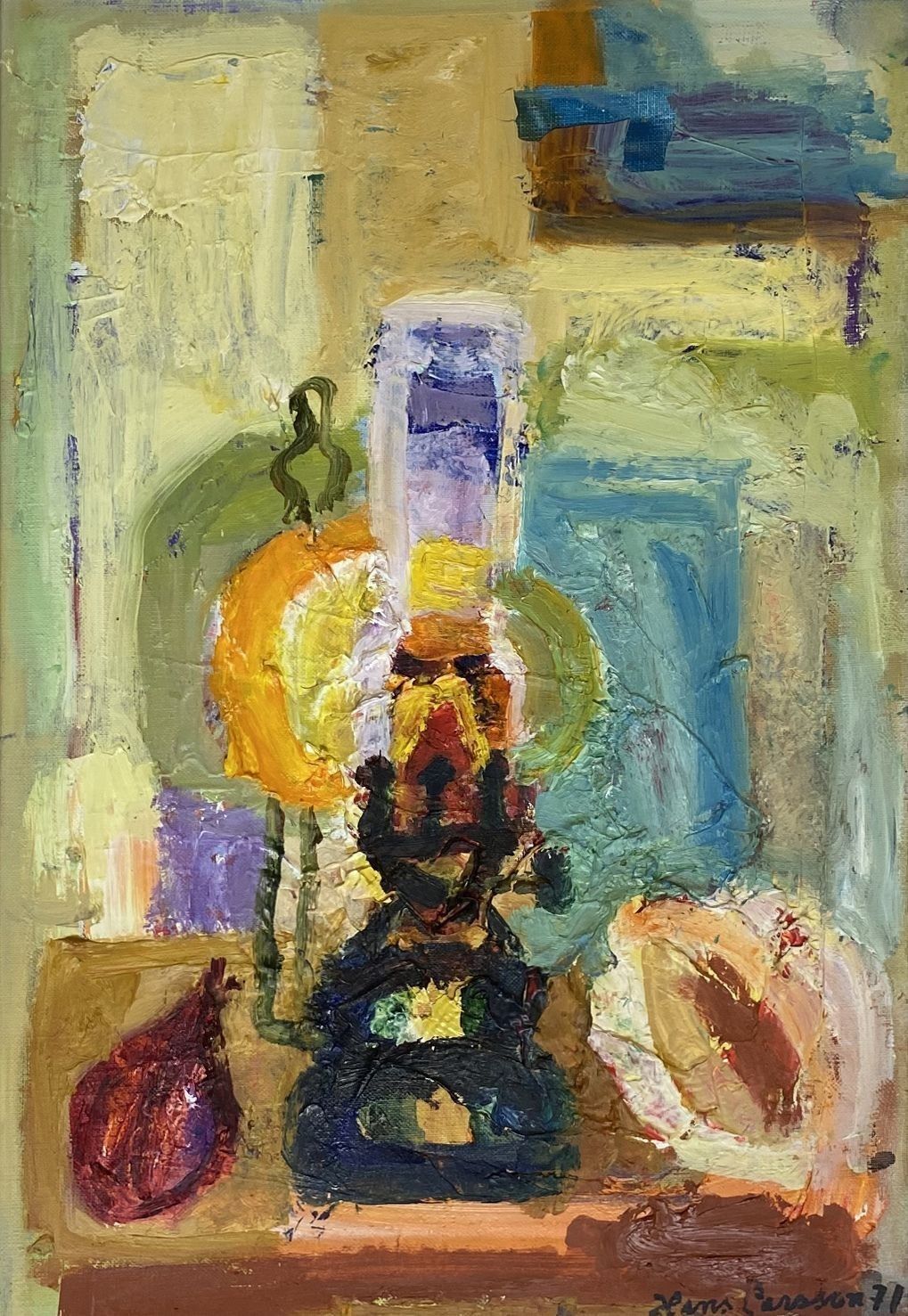 20th Century Swedish School ‘Still Life Of Oil Lamp’ photo furniture