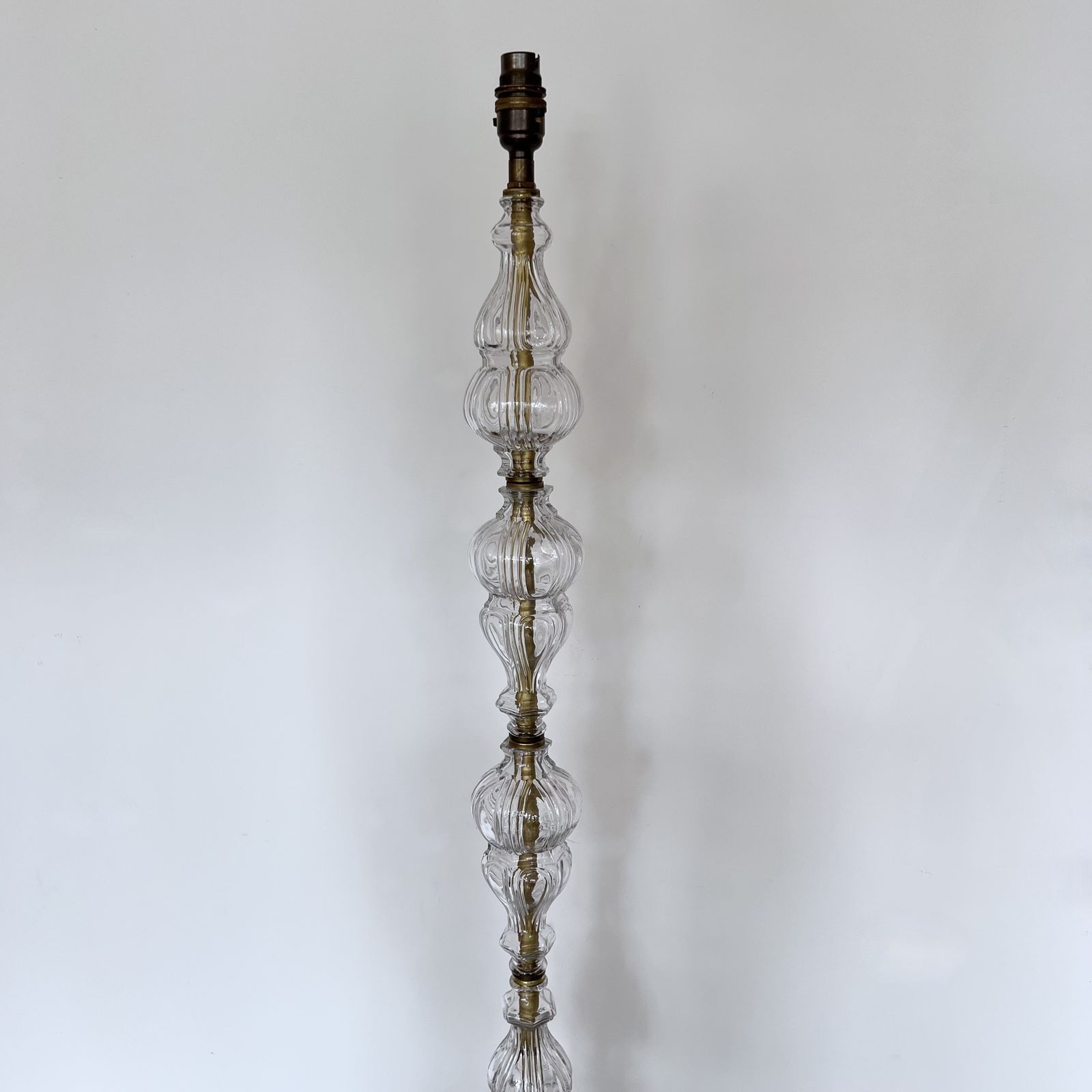 French Brass Floor Lamp With Glass Stem photo for sale