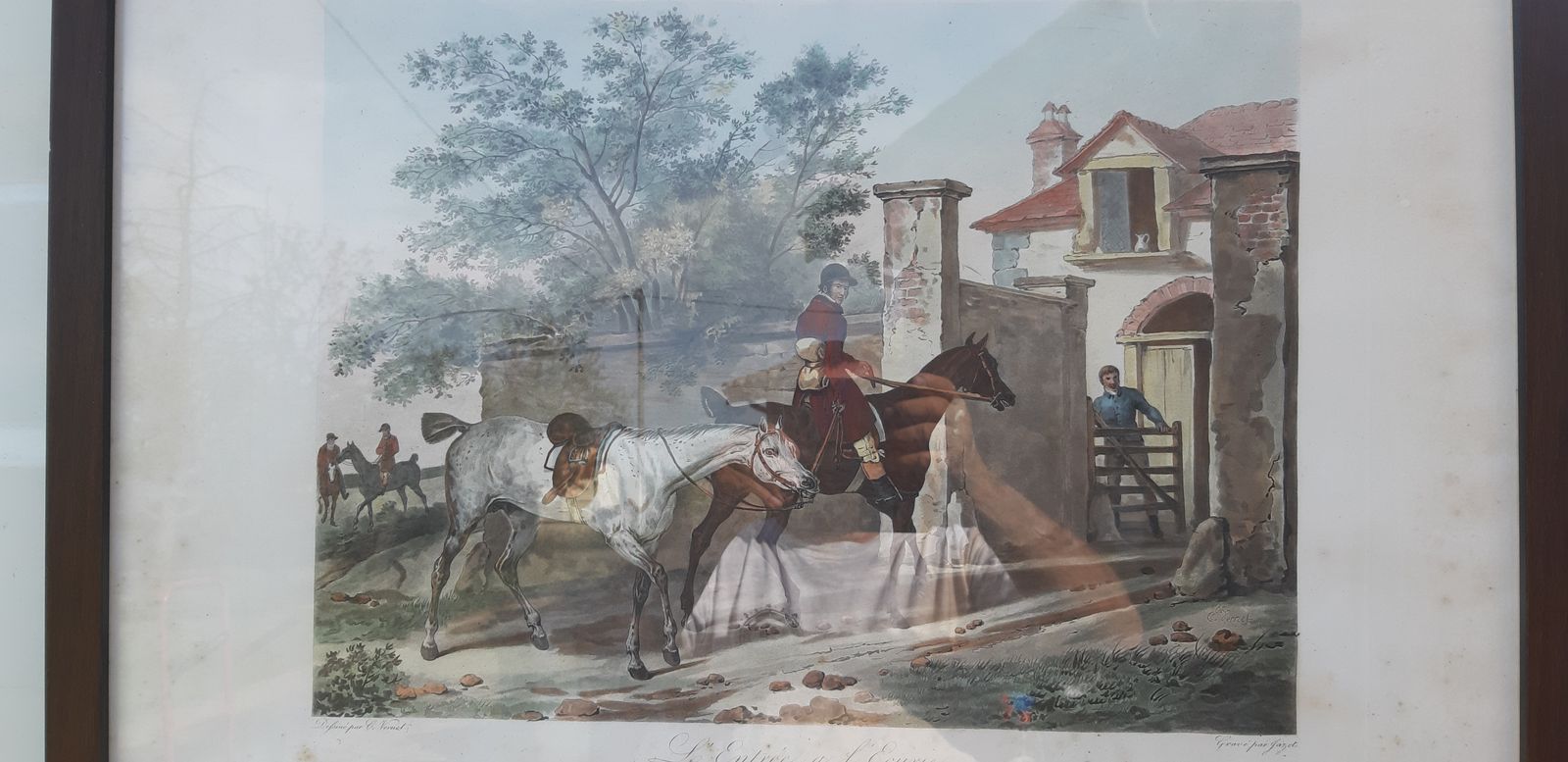 English Engraving By Carl Vernet "Entrance To The Stable" photo Art