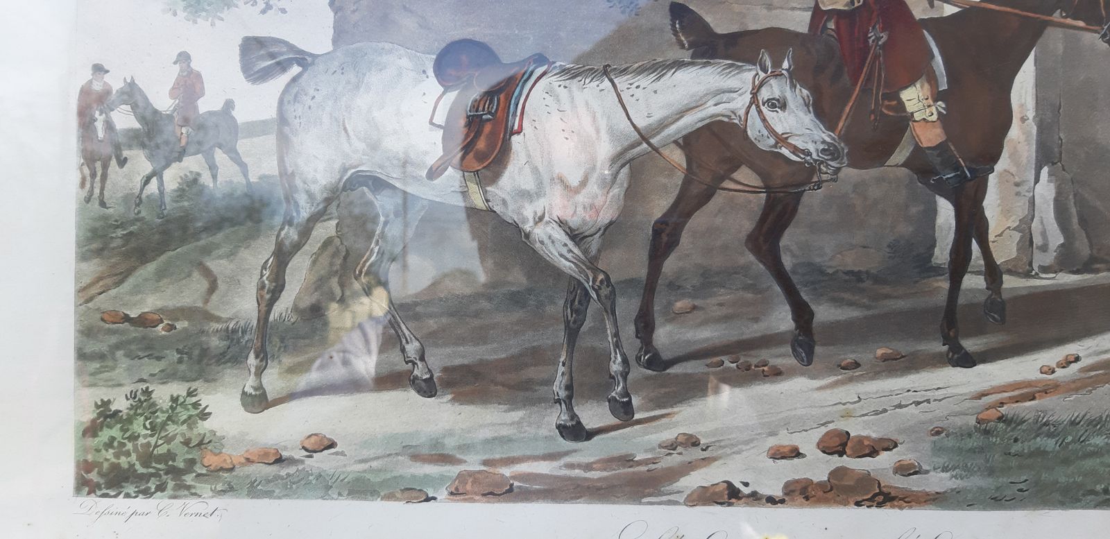 English Engraving By Carl Vernet "Entrance To The Stable" photo 80.6
