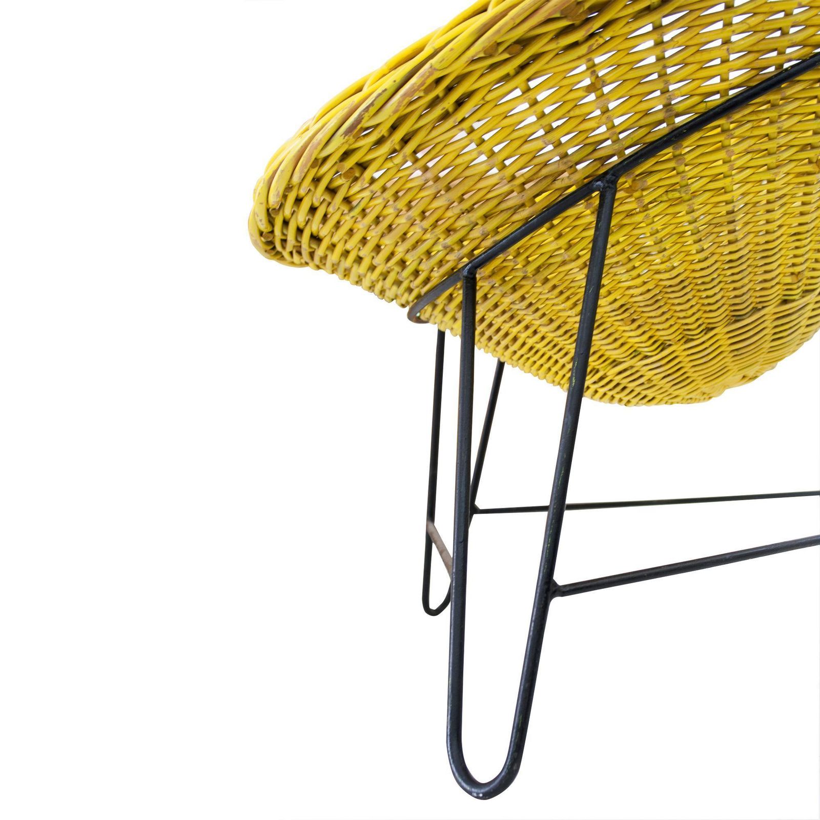Mathieu Matégot "Wicker" Chair Made With Iron And Natural Fiber, France, 1950 photo vinterior