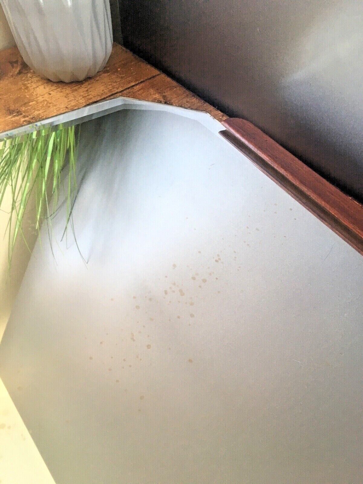 1970's Mid Century Modern Teak Bevelled Edge Multi Faceted Over Mantel Mirror photo Home Decor