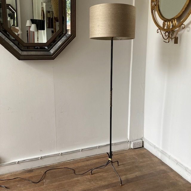 Mid Century Black And Brass Twist Floor Lamp
