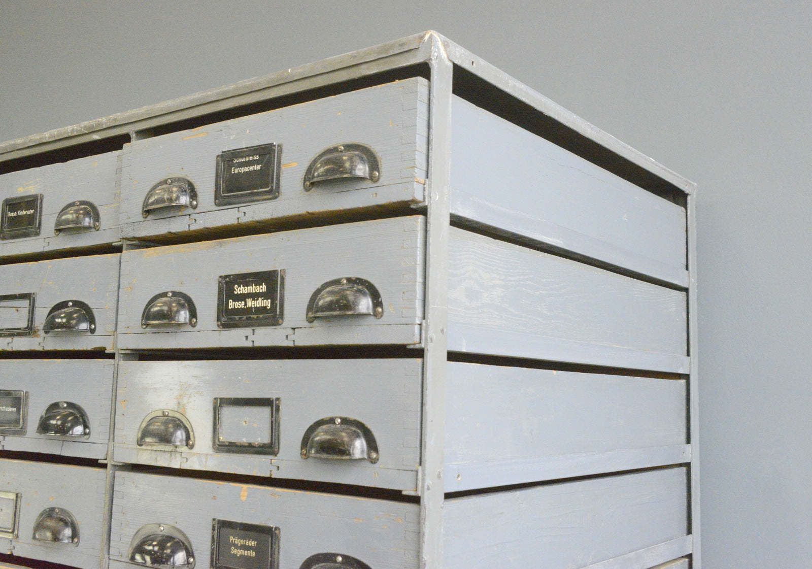 photo furniture Large Bank Of German Industrial Drawers Circa 1950s
