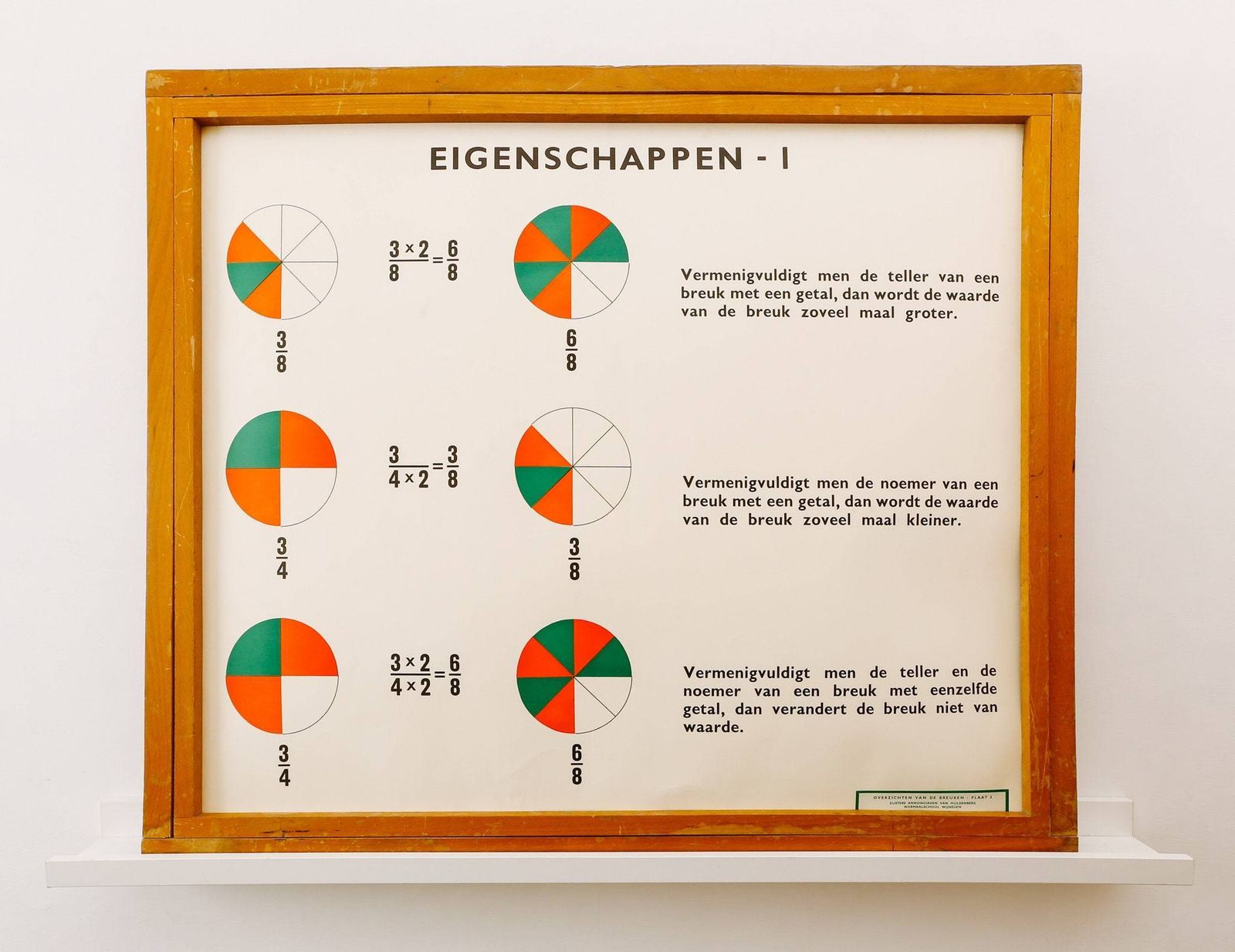 Original Scientific Vintage Flemish School Wall Chart Mathematical Geometric Fractions Educational Primary Graphic Design