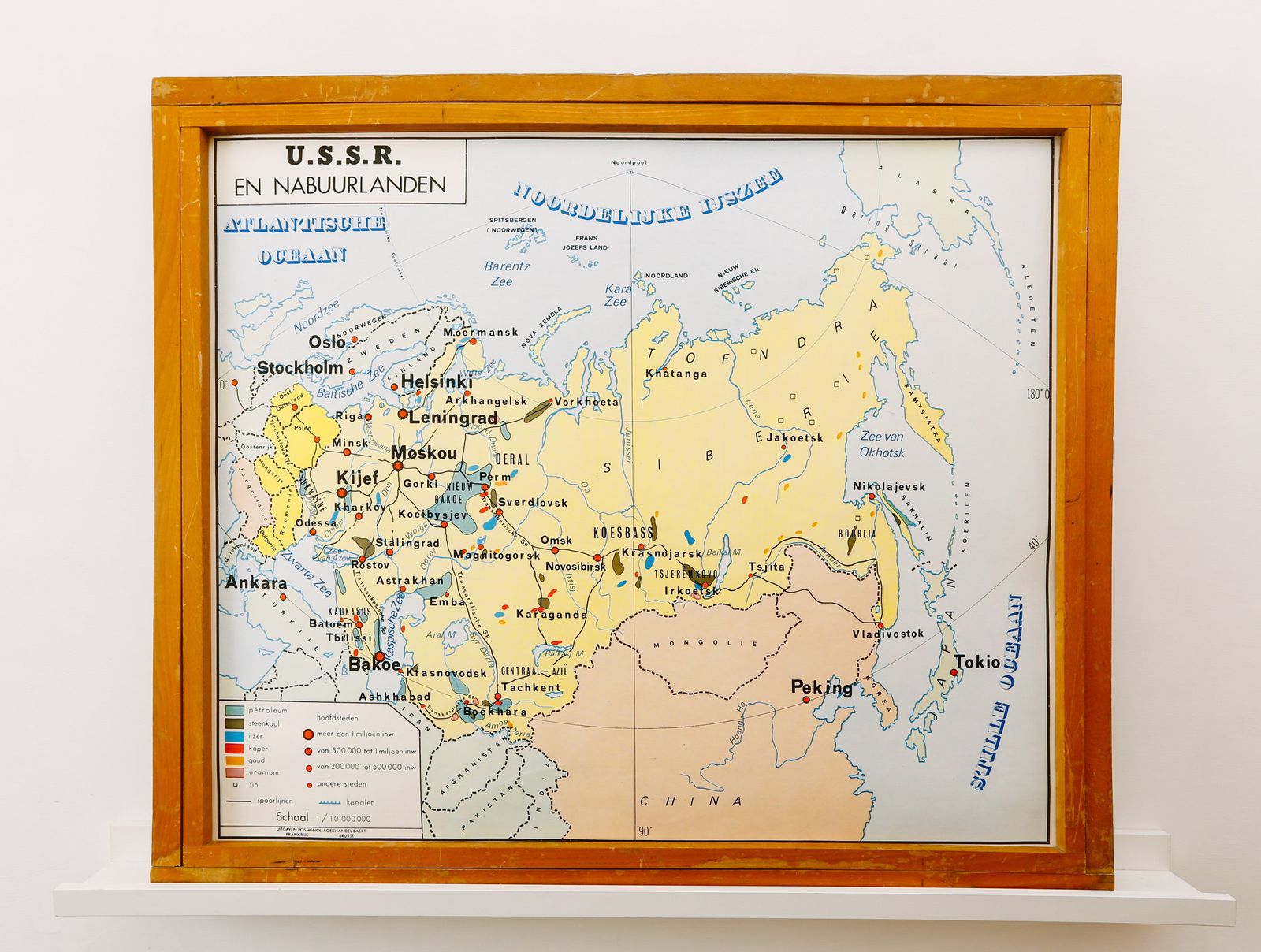 Original Vintage Flemish Educational School Ussr Soviet Union Map Germany Geography Beautiful Rare