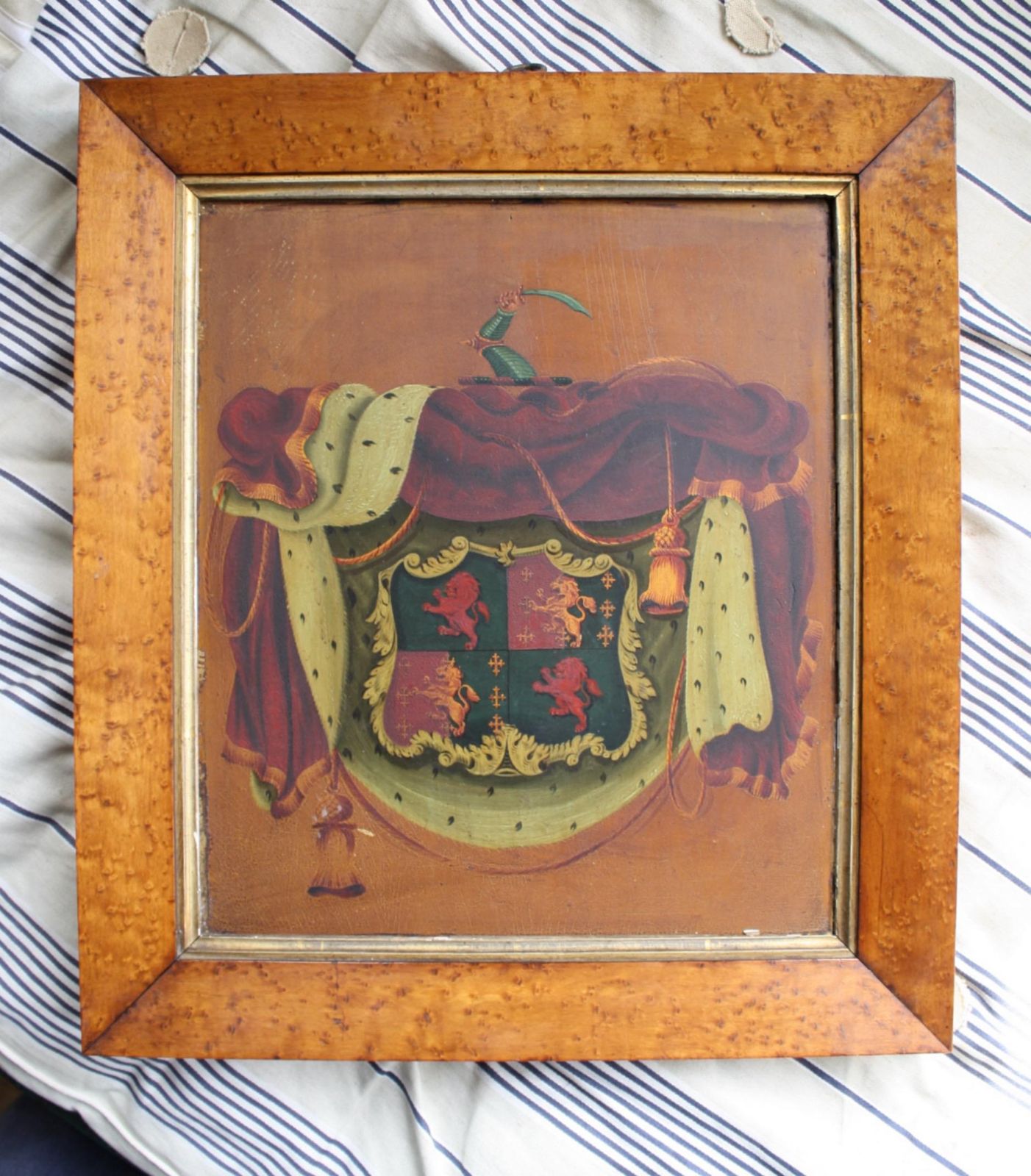 Large English Country House 19thc Oil On Board Armorial Coat Of Arms Coach Panel photo buy
