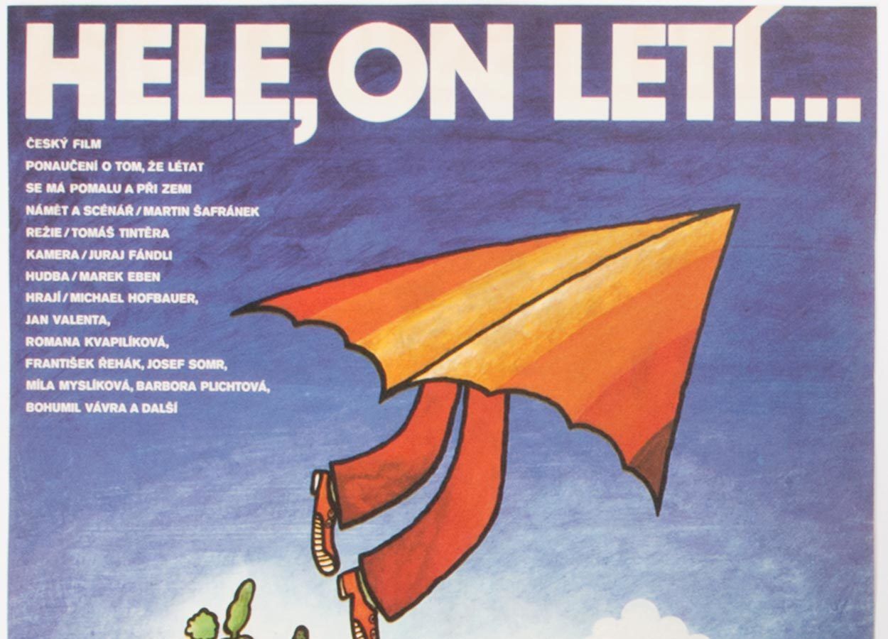 Original Film Poster, Look, He’s Flying!, Jan Tománek, 1984, Genuine Czech Vintage Print photo for sale