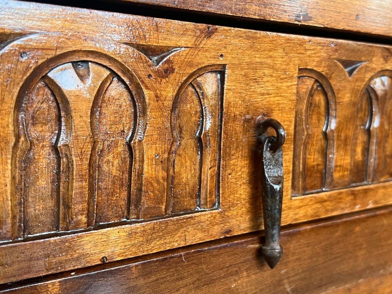 3300.0 20th Century Spanish Carved Walnut Tuscan Credenza Or Buffet With One Drawer photo