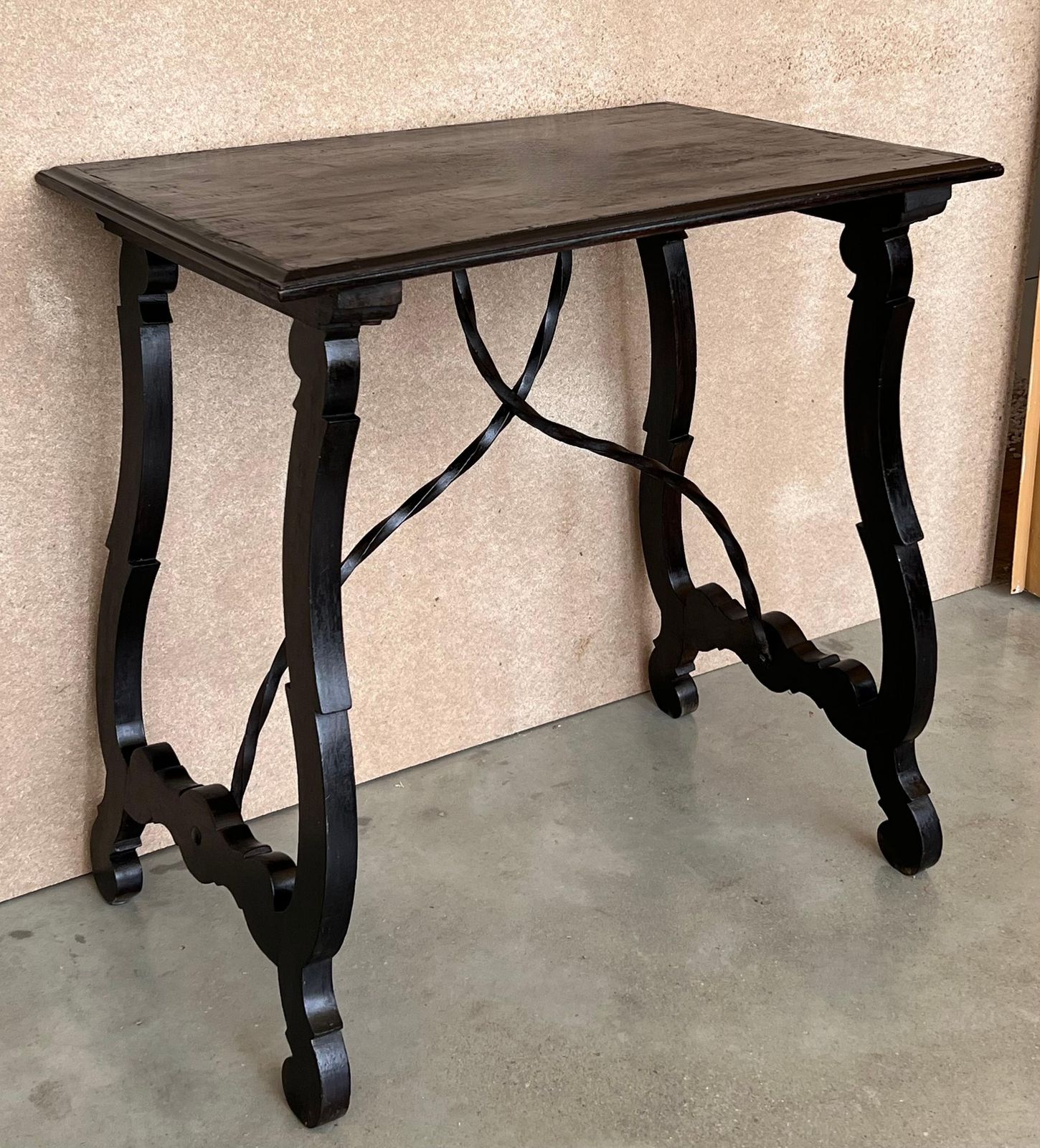 Side Table Of Walnut With Carved Lyre Legs And Top, Spanish, 19th Century photo 2291.0