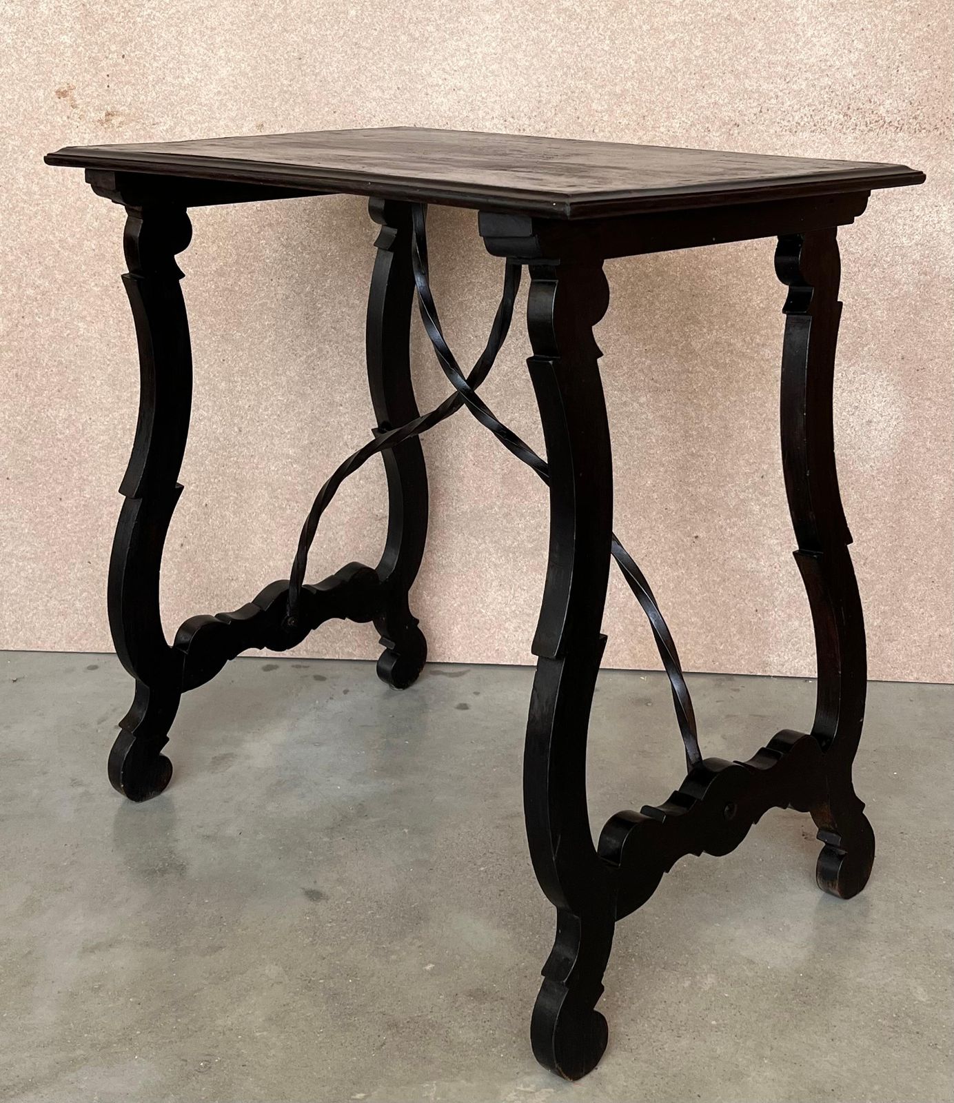 Side Table Of Walnut With Carved Lyre Legs And Top, Spanish, 19th Century photo buy