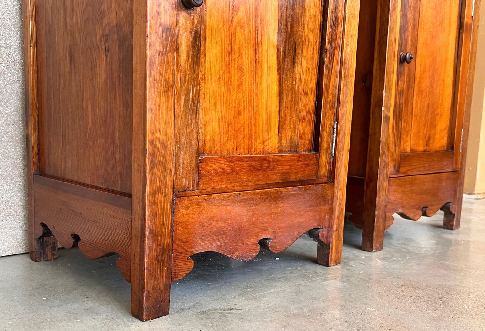 20th Century Pair Of Biedermeier Nightstands With Marble Top, One Drawer & Door photo vintage