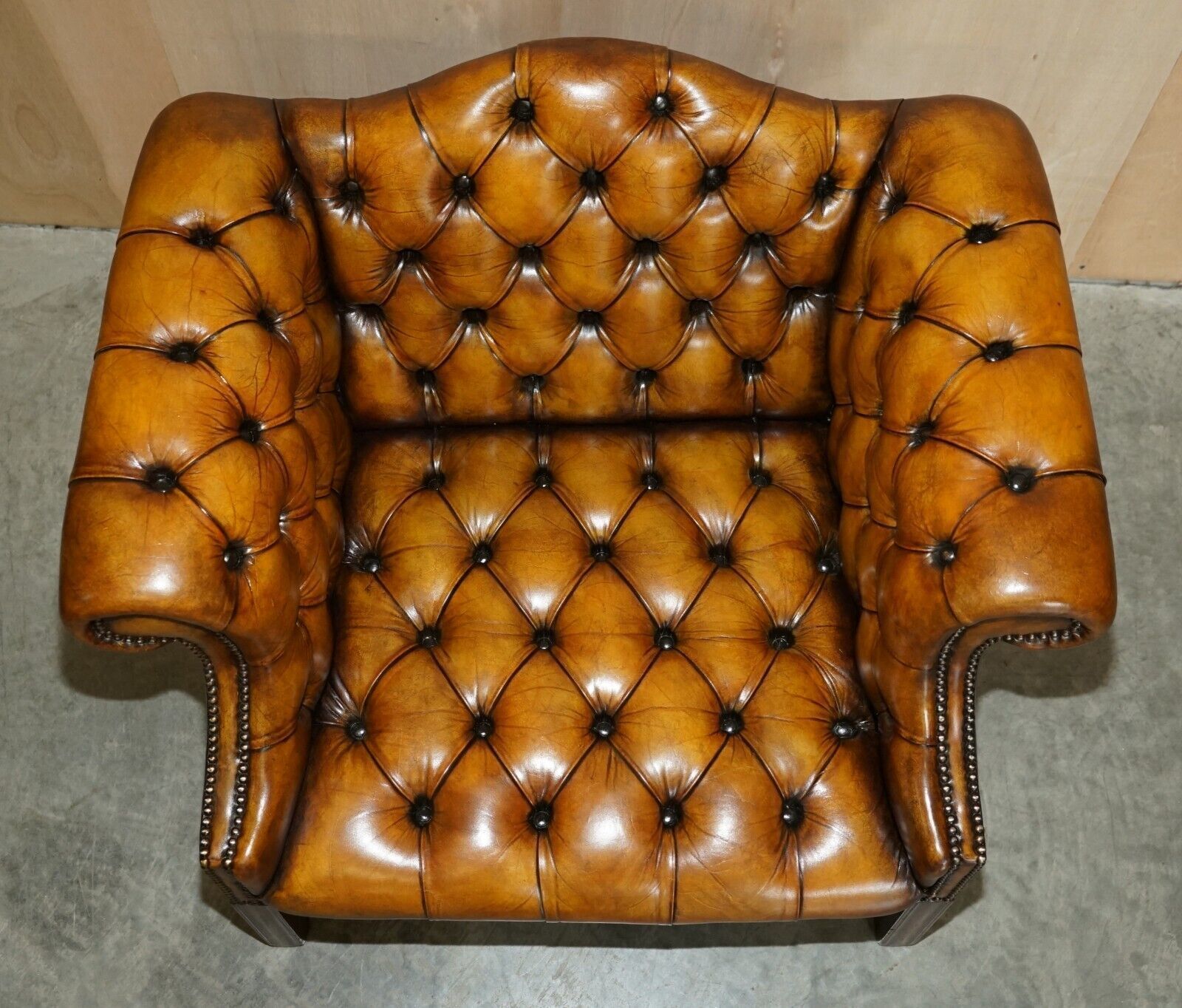 Antique Restored Brown Leather Chesterfield Library Armchairs Sofa Stool Suite photo 15000.0